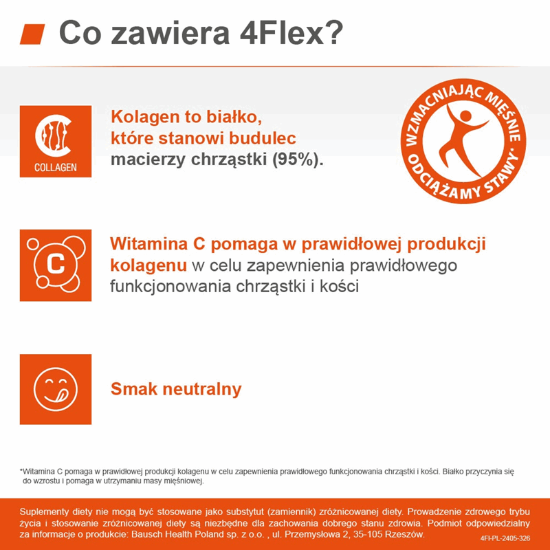 4 Flex kolagen nowej generacji z witaminą C saszetki, 30 szt.