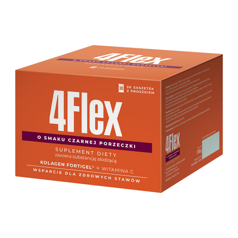 4 Flex kolagen o smaku czarnej porzeczki saszetki, 30 szt.