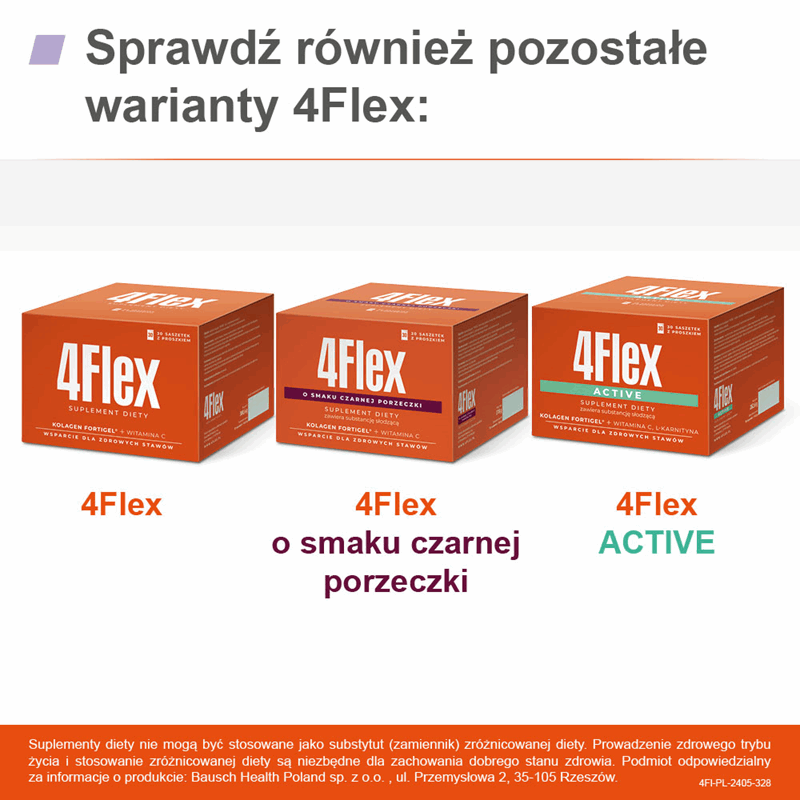 4 Flex Protect saszetki z proszkiem na zdrowe stawy i mięśnie, 30 szt.