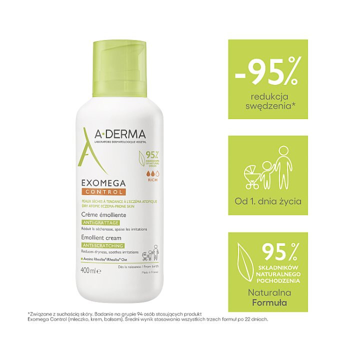 A-Derma Exomega krem emolientowy przeciw świądowi skóry, 400 ml