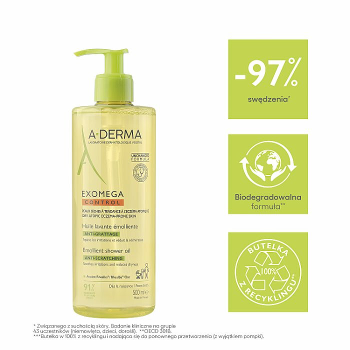 A-Derma Exomega olejek emolientowy pod prysznic, 500 ml