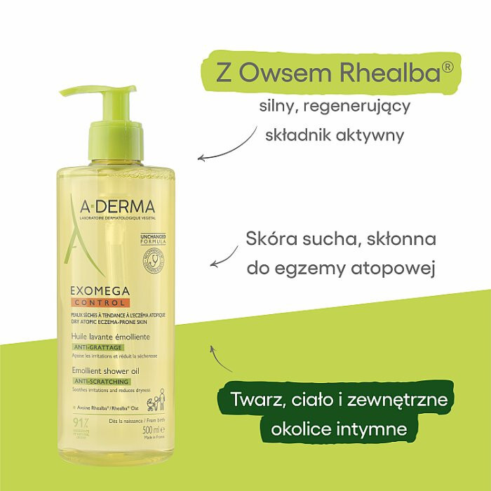 A-Derma Exomega olejek emolientowy pod prysznic, 500 ml