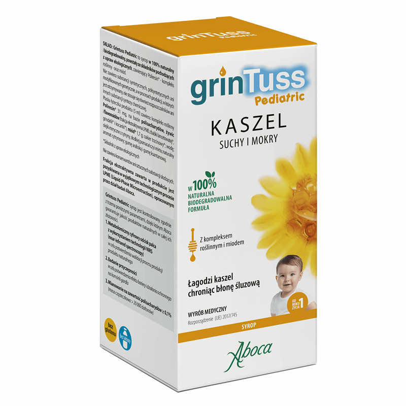Aboca GrinTuss Pediatric syrop na kaszel suchy i mokry, 128 g