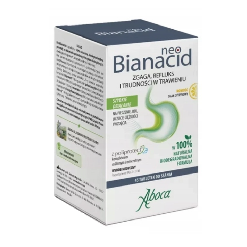 Aboca NeoBianacid tabletki do ssania o smaku cytrynowym, 45 szt.