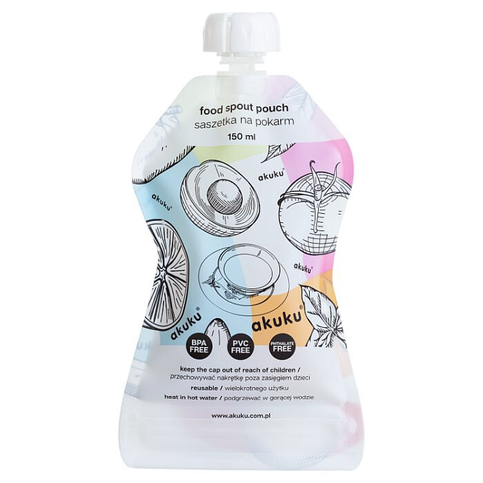 AKUKU Saszetki wielorazowe na pokarm 150 ml 5 szt.