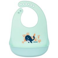 Akuku Śliniak silikonowy z kieszonką miętowy, 1 szt.