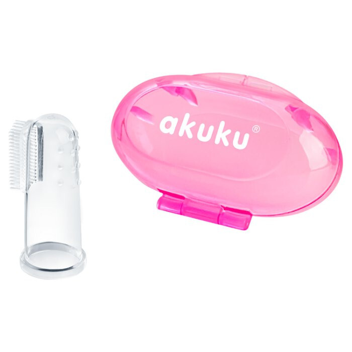 AKUKU Szczoteczka na palec +etui pink