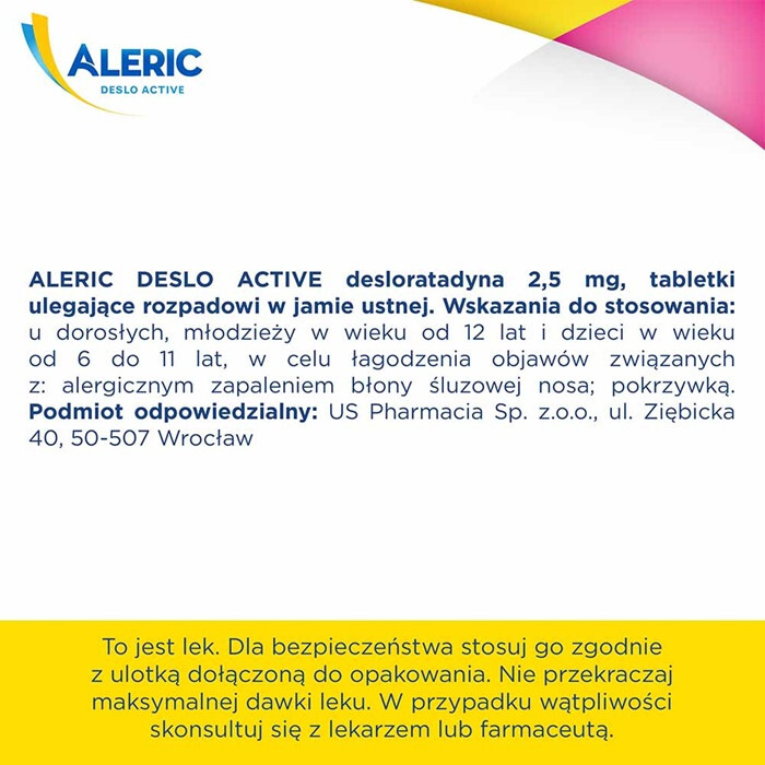 Aleric Deslo Active 2,5 mg tabletki na alergię i katar sienny, 10 szt.