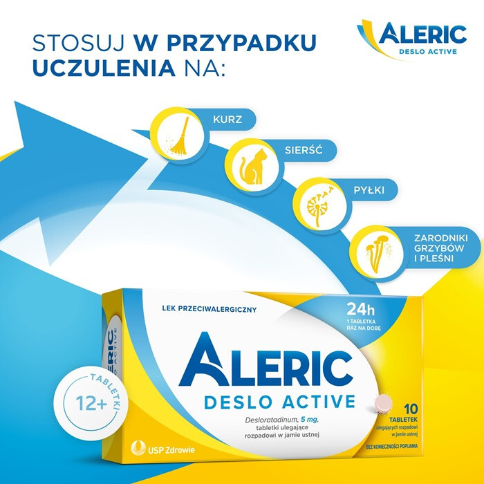 Aleric Deslo Active 5 mg tabletki na alergię przeciwhistaminowe, 10 szt.