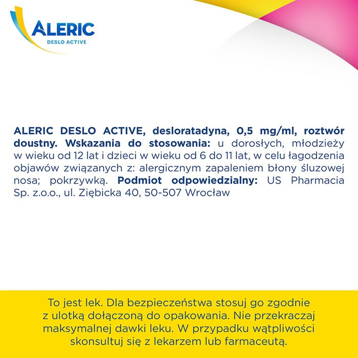 Aleric Deslo Active syrop na alergię i katar sienny dla dzieci, 60 ml