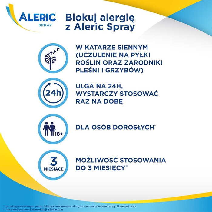 Aleric Spray do nosa na katar alergiczny u dorosłych, 140 dawek