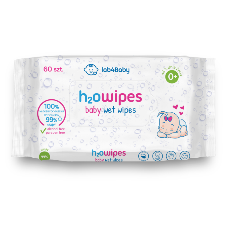 Alg Pharma Lab4Baby H2O Wipes Baby Chusteczki dla niemowląt, 60 szt.