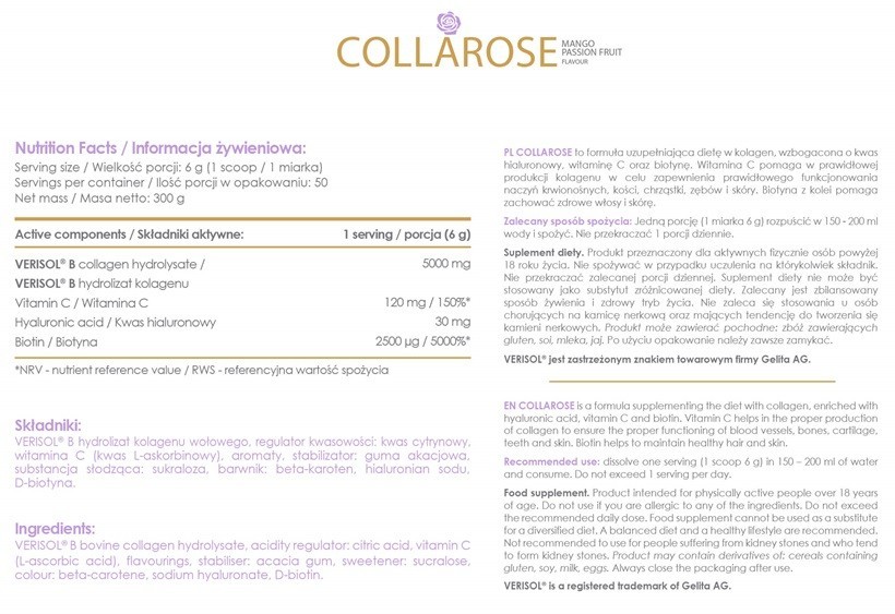 ALLNUTRITION Alldeynn CollaRose Mango 300g