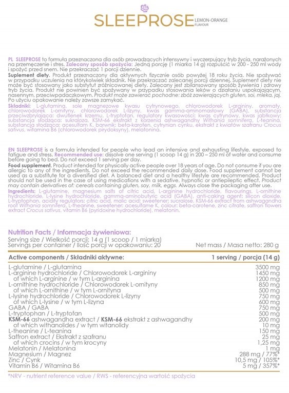 ALLNUTRITION Alldeynn SleepRose Tropikalno - pomarańczowy 280 g 280