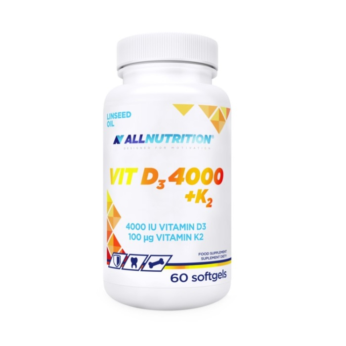 Allnutrition D3 4000 IU + K2 kapsułki na zdrowe kości i odporność, 60 szt.