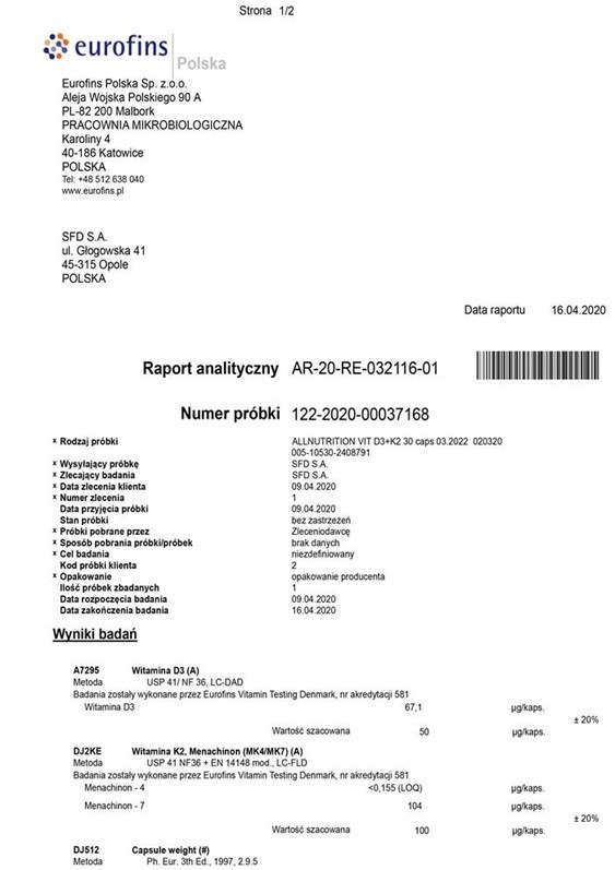 ALLNUTRITION Vit.D3 + K2 30 kapsułek