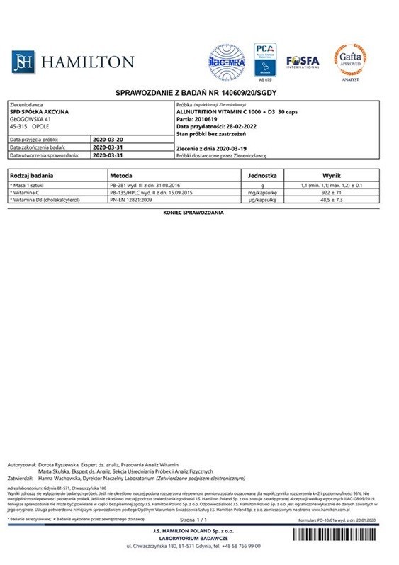 Allnutrition Vitamin C 1000+D3 kapsułki, 30 szt.