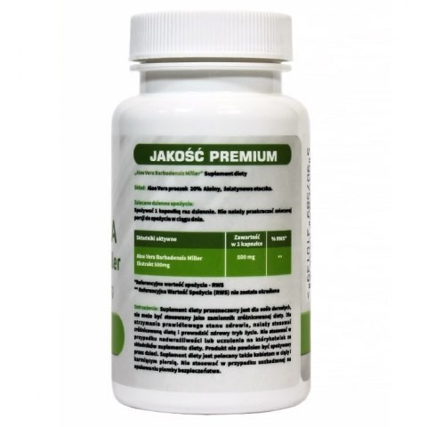 Aloe Vera Barbadensis Miller ekstrakt 500 mg 60 kapsułek