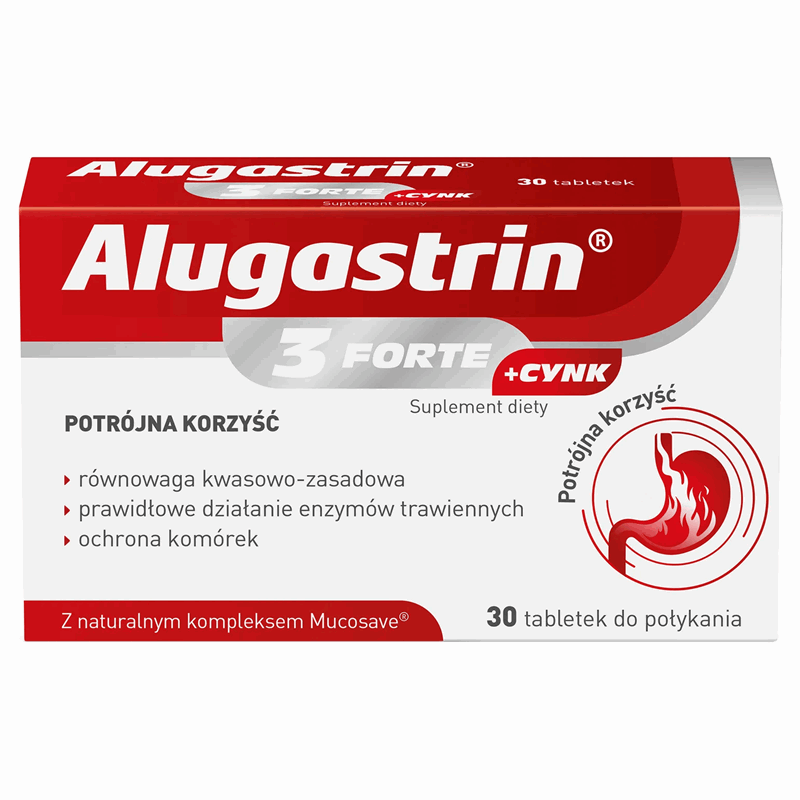Alugastrin 3 Forte + Cynk tabletki do połykania, 30 szt.