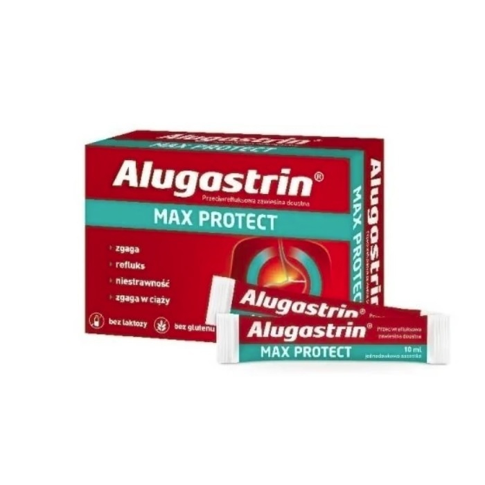 Alugastrin Max Protect zawiesina na refluks i zgagę saszetki 10 ml, 10 szt.