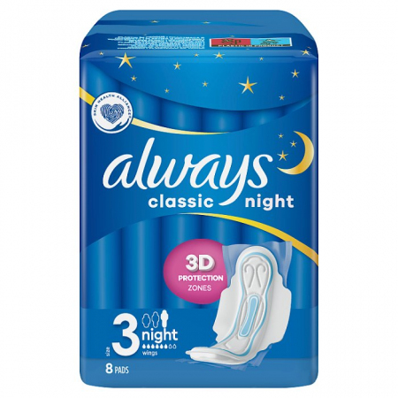 Always Classic Night Podpaski ze skrzydełkami 8 szt.
