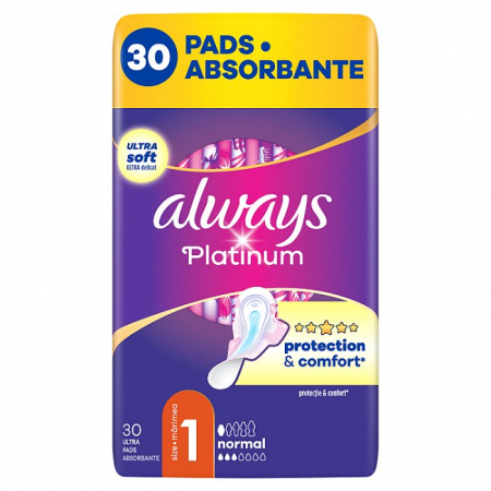 Always Platinum Ultra Normal podpaski ze skrzydełkami rozmiar 1, 30 szt.