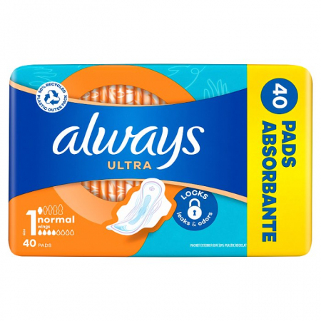 Always Ultra Normal podpaski higieniczne ze skrzydełkami rozmiar 1, 40 szt.