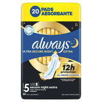 Always Ultra Secure Night Extra podpaski ze skrzydełkami rozmiar 5, 20 szt.