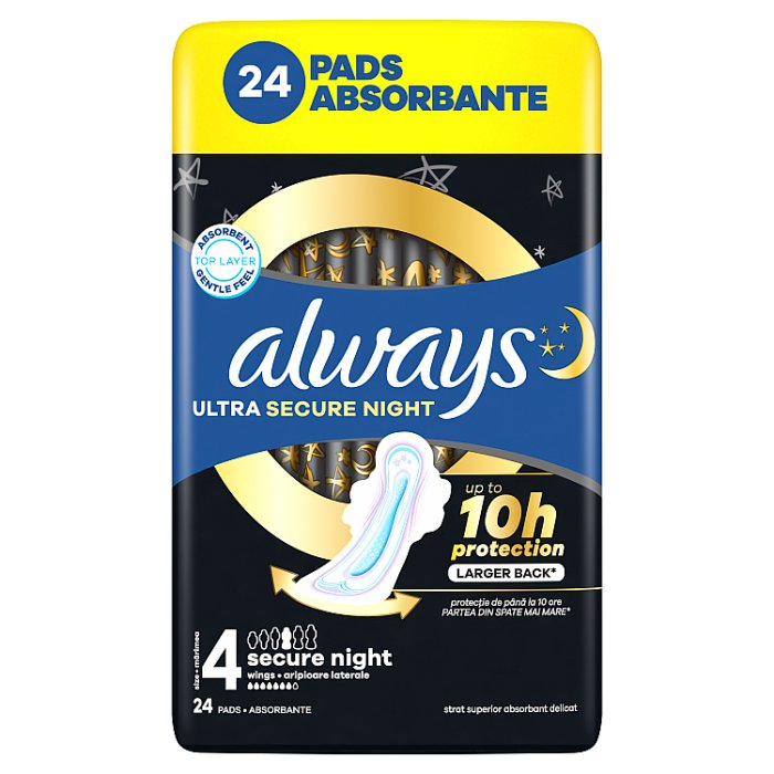 Always Ultra Secure Night podpaski higieniczne na noc rozmiar 4, 24 szt.