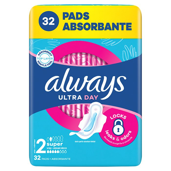Always Ultra Super Plus podpaski ze skrzydełkami rozmiar 2, 32 szt.