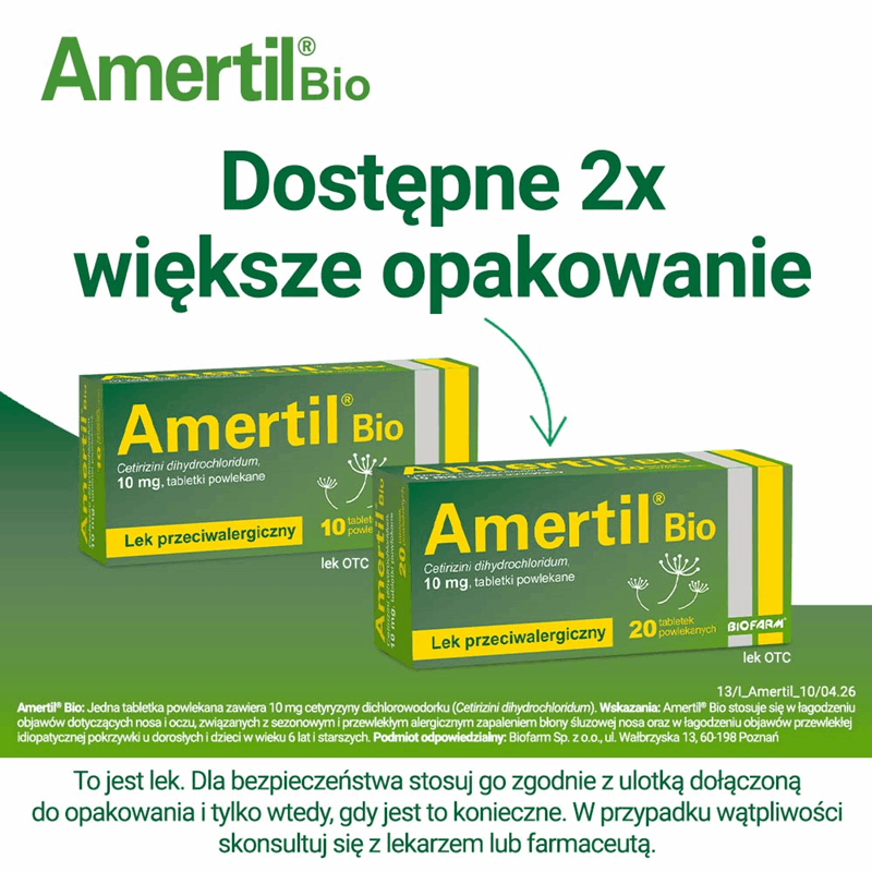 Amertil Bio 10 mg tabletki na alergię, 10 szt.