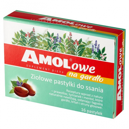 Amolowe na gardło 16 pastylek do ssania