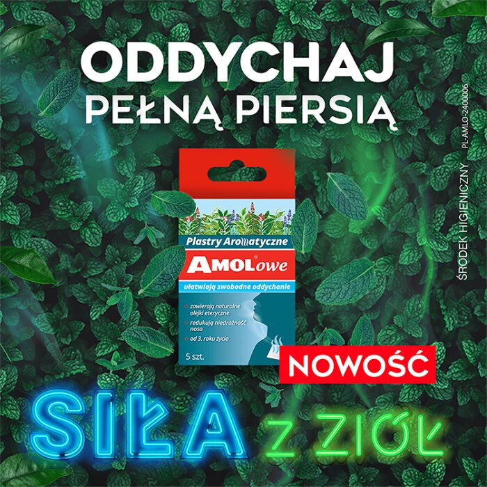 Amolowe plastry aromatyczne na niedrożność nosa, 5 szt.
