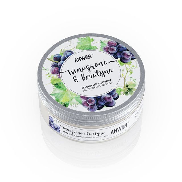 Anwen Winogrona i keratyna maska do włosów średnioporowatych, 200 ml