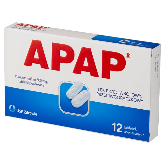 Apap 500 mg 12 tabletek powlekanych