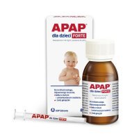 Apap dla dzieci Forte zawiesina przeciwbólowa o smaku malinowym, 85 ml