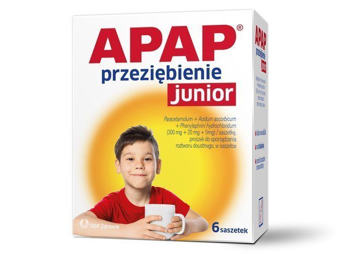 Apap Przeziębienie junior 6 saszetek z proszkiem do sporządzenia roztworu