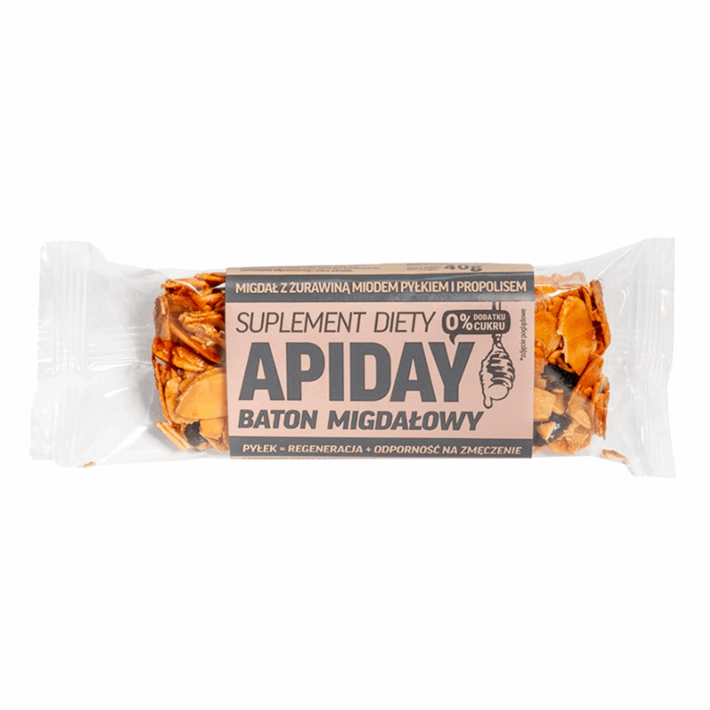 Apiday Baton Migdałowy z pyłkiem pszczelim, 40 g