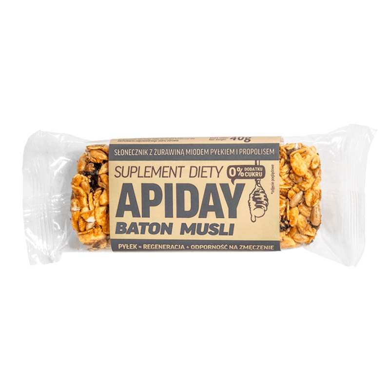 Apiday Baton Musli z pyłkiem pszczelim, 40 g