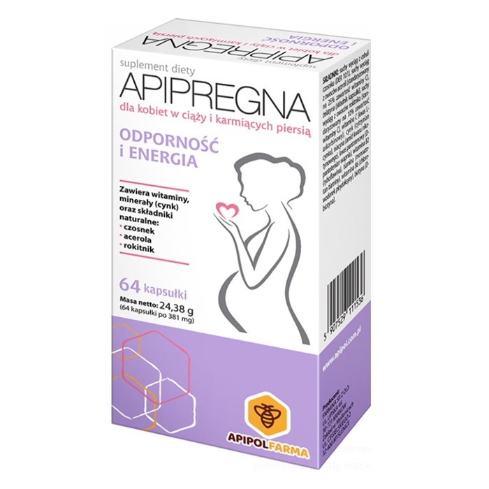 Apipregna kapsułki na odporność dla kobiet w ciąży i karmiących piersią, 64 szt.