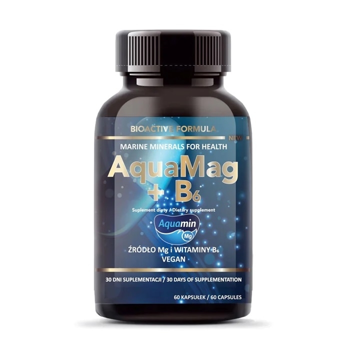 AquaMag + B6 naturalny magnez z wody morskiej kapsułki, 60 szt.