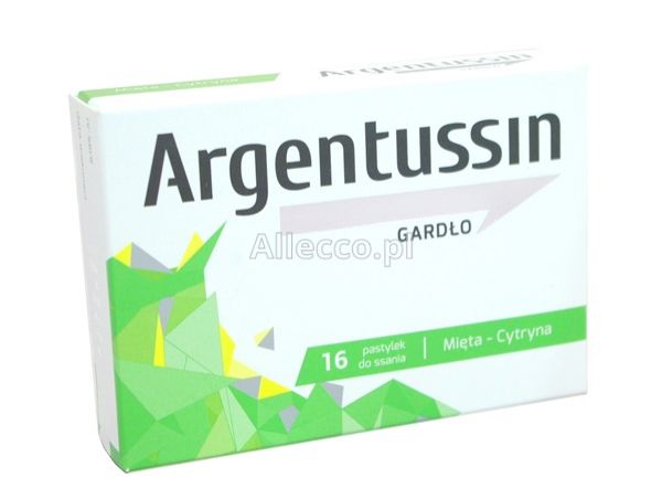 Argentussin Gardło (smak miętowo-cytrynowy) 16 past.
