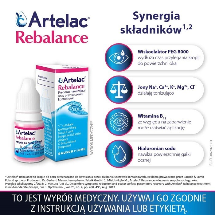 Artelac Rebalance nawilżające krople do oczu, 10 ml