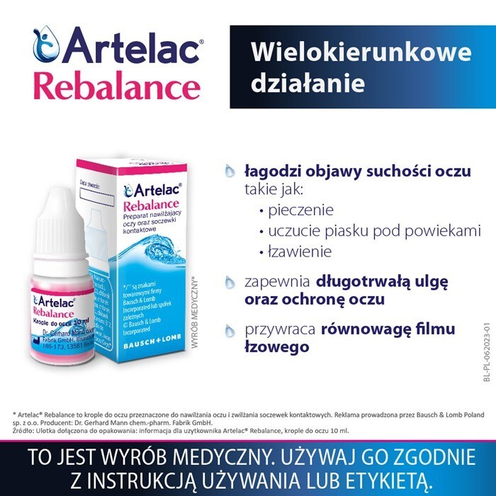 Artelac Rebalance nawilżające krople do oczu, 10 ml
