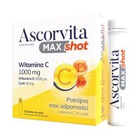 Ascorvita Max shot z witaminą C i D o smaku pomarańczowym, 10 x 25 ml