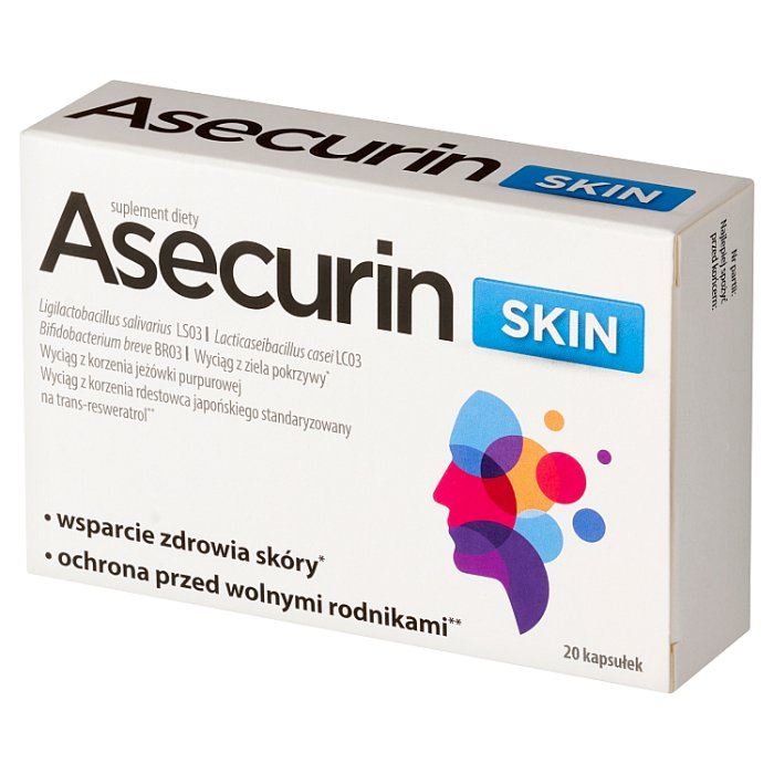 Asecurin Skin kapsułki probiotyczne na zdrową skórę, 20 szt.