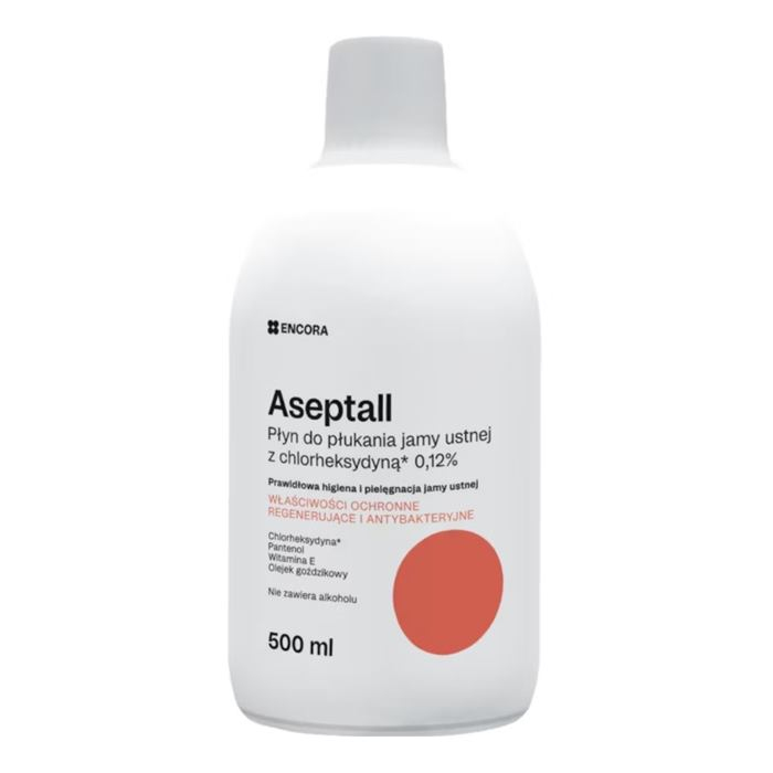 Aseptall płyn do plukania jamy ustnej z chlorheksydyną  0,12%, 500 ml