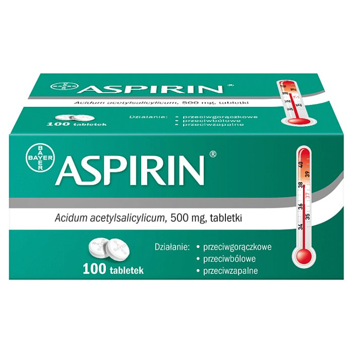 Aspirin 500 mg tabletki przeciwbólowe i przeciwzapalne, 100 szt.