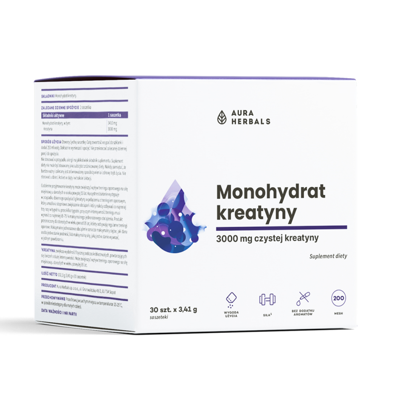Aura Herbals Monohydrat kreatyny w saszetkach, 30 szt.