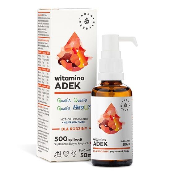 Aura Herbals Witamina ADEK dla rodziny MCT krople, 50 ml